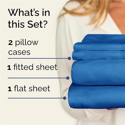 Twin XL 4 Piece Sheet Set - Comfy Breathable & Cooling - Ultra Soft Hotel Luxury Bedding Set w/ 8-16 Inch Deep Pockets - 1 Flat & 1 Fitted Sheet & 2 Pillowcases - Wrinkle Free & Easy Care - Royal Blue