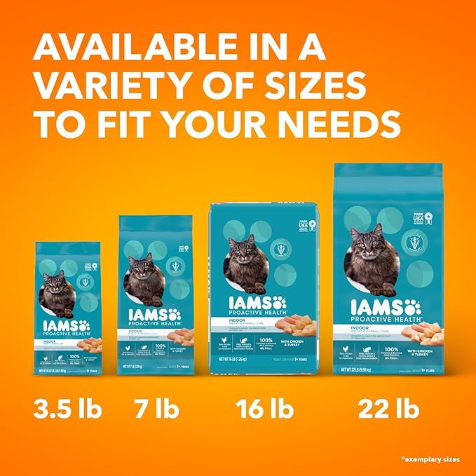 IAMS Proactive Health Indoor Weight Control & Hairball Care Adult Dry Cat Food, Chicken & Turkey Recipe, 3.5 lb. Bag-Mewly Pet