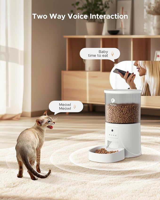 Automatic Cat Feeder with Camera - 2.4GHz APP - Controlled Cat Food Dispenser- Features HD Video for Indoor Use, Easy Setup & Cleaning, 2 - Way Audio, and a Desiccant Bag to Keep Food Fresh-Mewly Pet