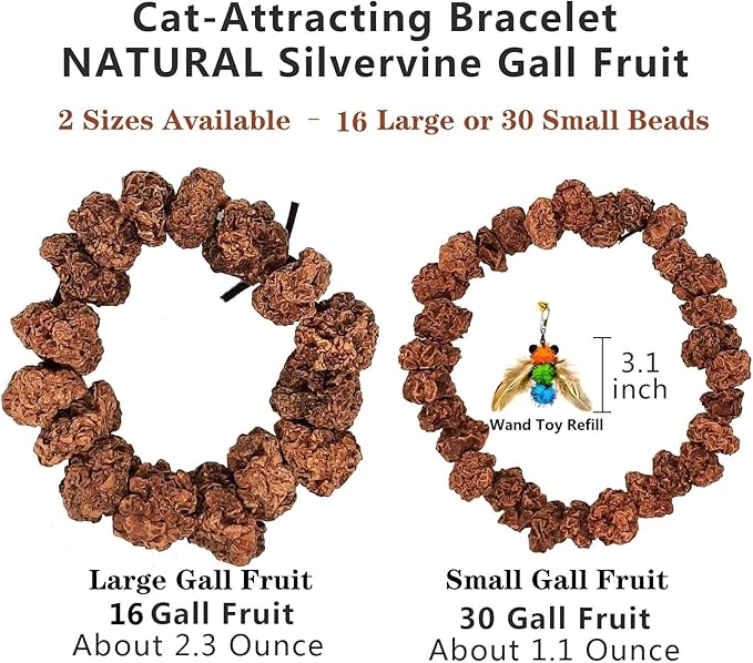 Natural Silvervine Gall Fruit Cat-Attracting Bracelet,Interactive Cat Toy for Relaxing and Teething, Catnip Alternative (Small Gall Fruit)-Mewly Pet