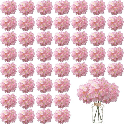 100PCS Artificial Hydrangea Flowers, Fake Flowers Silk Hydrangea Full Flowers Heads with Stems for Wedding Home Party Shop Baby Shower Decor (Baby Pink)