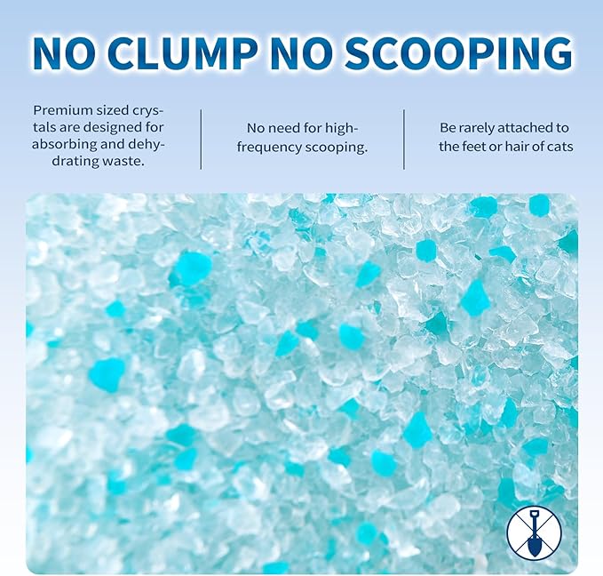 Made4Pets Cat Litter Crystals, Non Clumping Cat Litter Odor Control Kitty Litter Non Clumping No scooping Low Dust, Low Tracking, Lightweight, Dehydrates Waste,Cologne– 25.8 lbs (6 x 4.3 lb Packs)-Mewly Pet