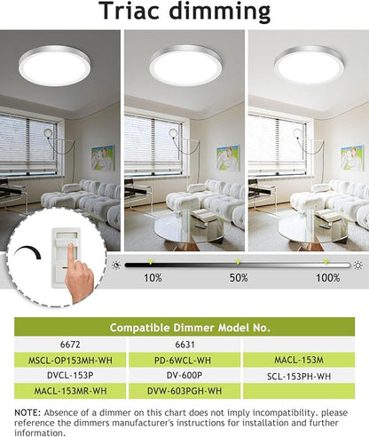 hepside 4PACK Flush Mount LED Ceiling Light Fixture Brushed Nickel, 12Inch 28W, Dimmable 3000K-4500K-6000K 3 Color Selectable Ceiling Lamp 3200LM Low Profile Ceiling Light for Kitchen Bedroom Hallway