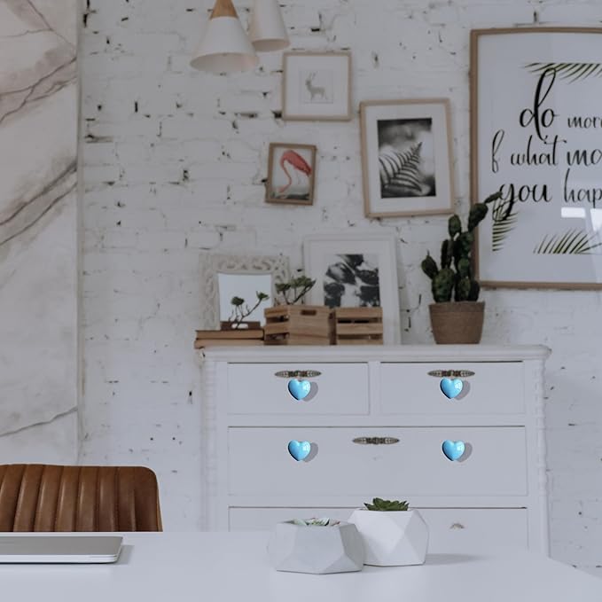 Ceramic Drawer Knobs Heart Shape Cabinet Dresser Pulls Handles with 3 Sized Screws, Kitchen Furniture Knobs for Closet Cupboard Wardrobe (10 Pack, Blue)