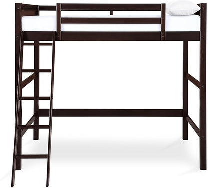 DHP Denver Full Size Loft Bed, Espresso Finish, Sturdy Wood Construction, Space-Saving Design, Kids Loft Bed