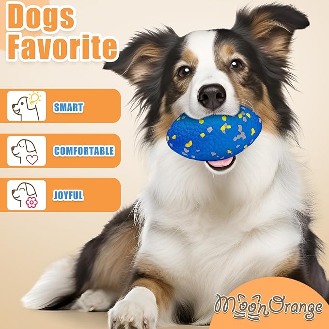 4.72" Indestructible Large Rugby Balls for Aggressive Chewers Durable Olive Bouncy Interactive Football Toy for Dogs Fetch Game Lightweight Floating Outdoor Training, Blue-Mewly Pet