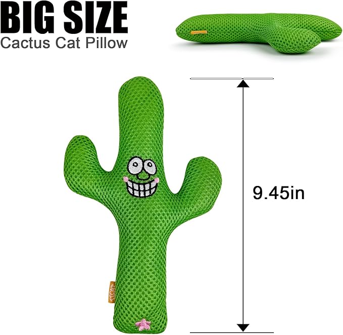 TTcat Catnip Silvervine Matatabi Pillow for Cats & Kittens,Large Cat Cactus Toy Cat Kicker Toy Chew Toy for Indoor Cats.-Mewly Pet