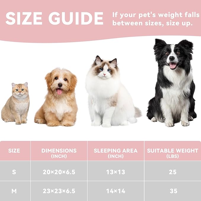 23in Round Cat Dog Bed for Large Medium Small Dogs Cats, Machine Washable Sleeping Sofa, Non-Slip Bottom Breathable Soft Calming Pet Cuddler for Indoor/Outdoor/Car/Cage, Brown-Mewly Pet