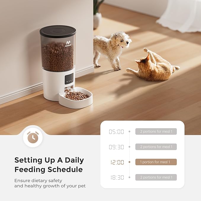 Automatic Cat Feeder, 5L Pet Dry Food Dispenser with Timed Programmable Portion Control, Dual Power, With Desiccant Bag, Easy Set Up, 10 Meals Per Day for Cats and Puppies（Remote Not Supported）-Mewly Pet