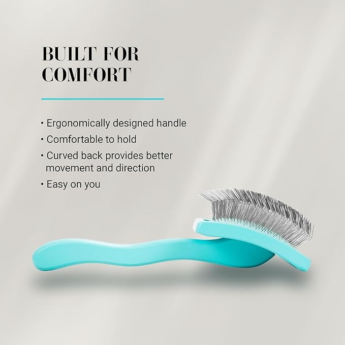 Chris Christensen Big G Dog Slicker Brush for Dogs (Goldendoodles, Labradoodles, Poodles), Groom Like a Professional, Fluff Detangle Style, Saves Time Energy, Teal, Medium-Mewly Pet