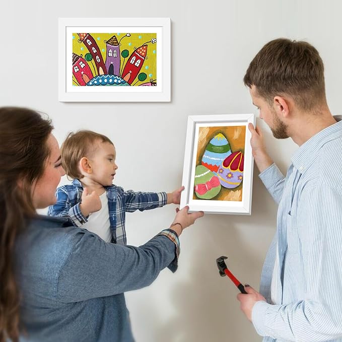 1 Pack Kids Artwork Frames Changeable 8.5 x 11 Inch Children Art Projects Kids Art Frames Front Opening Picture Display Frame, White
