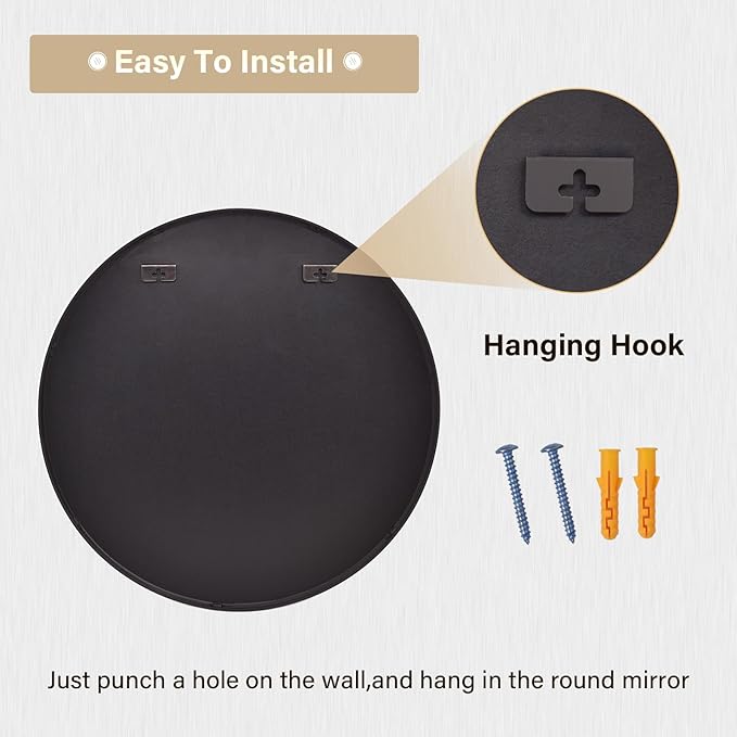 HARRITPURE Round Mirror 19.6 Black Wall Mounted Circle Mirrors Vanity Mirror with Brushed Aluminum Alloy Frame Modern Decoration for Bathroom, Living Room, Vanity, Bedroom, Entryway