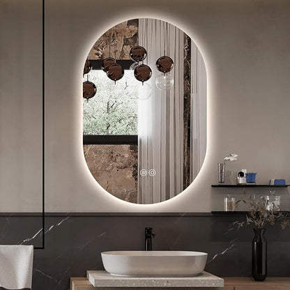 40" x 24" Oval LED Mirror for Bathroom, Backlit Vanity Mirror with Lights, Frameless Smart Wall Mirror, 3 Colors Stepless Dimmable, Anti-Fog, Shatterproof, Memory, CRI95+(Horizontal/Vertical)