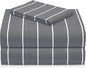 LuxClub Striped Sheets, 3 PC Striped Bed Sheets Twin Size for-Boys-and-Girls-Deep Pockets Wrinkle Free-Kids-Fitted Sheets Machine Washable Hotel Bedding (Twin, Light Grey)
