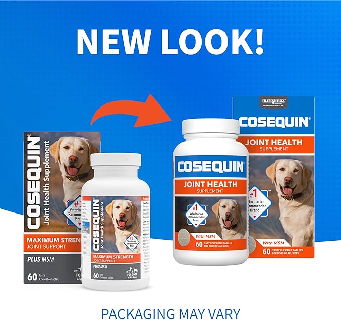Nutramax Cosequin Maximum Strength Joint Health Supplement for Dogs - With Glucosamine, Chondroitin, and MSM, 60 Chewable Tablets-Mewly Pet