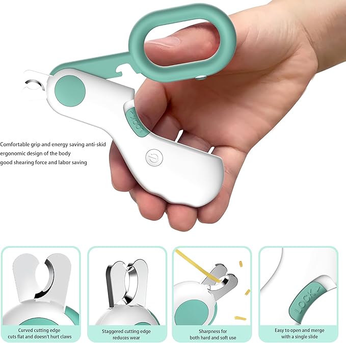 Pet Nail Clippers with LED Lights cat Nail Clippers for Indoor Cats Nail Trimmer Clippers for Small Dog Nail Trimmers Cats Rabbits Nail Clippers Bird Kittens (Blue)-Mewly Pet