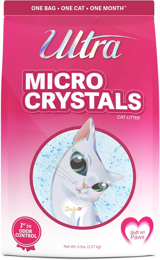 Ultra Micro Crystals Cat Litter - 99.9% Dust Free, Soft on Paws, Fragrance Free - 5 Lbs.-Mewly Pet