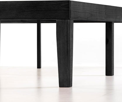 Mellow Naturalista Classic 16 Inch Solid Wood Platform Bed with Wooden Slats, Black, Queen