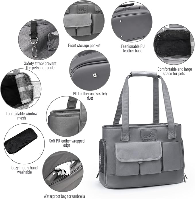 Dog Carrier, Cat Carrier, Pet Carrier, Foldable Waterproof Premium Oxford Cloth Dog Purse, Portable Bag Carrier for Small to Medium Cat and Small Dog-Mewly Pet