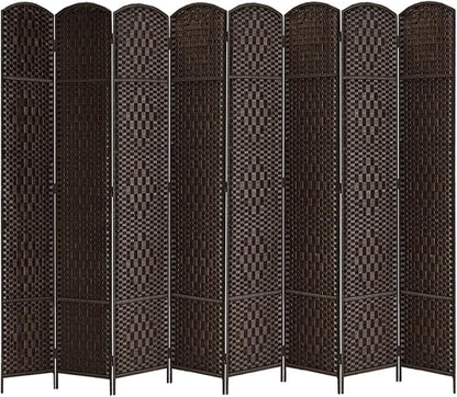 Rose Home Fashion Room Divider, 6 ft Tall Room Dividers and Folding Privacy Screens, 16in Privacy Screen 8 Panel Dark Coffee Space Temporary Wall Foldable Partition Separation