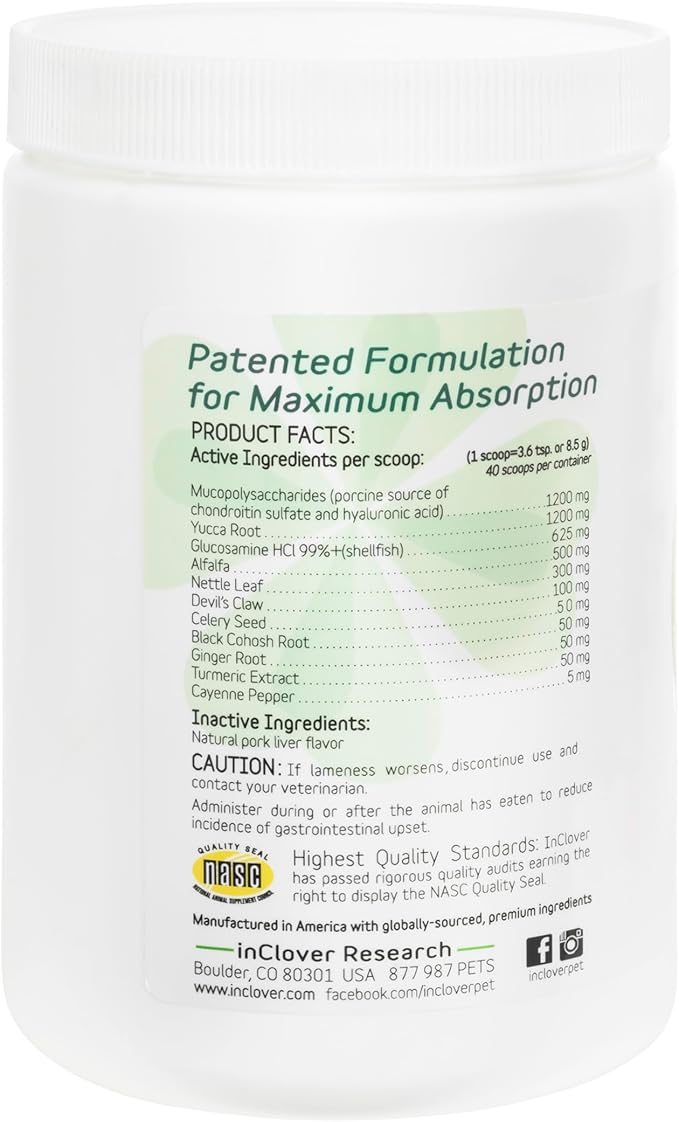 InClover Connectin Natural Hip & Joint Supplement for Dogs with Glucosamine, Chondroitin & Hyaluronic Acid - Powder for Dog Mobility, Comfort & Active Lifestyle Support, 12oz-Mewly Pet