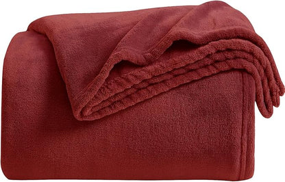 KMUSET Fleece Blanket Burgundy Lightweight Super Soft Cozy Fuzzy Bed Blankets Microfiber Factory Shop