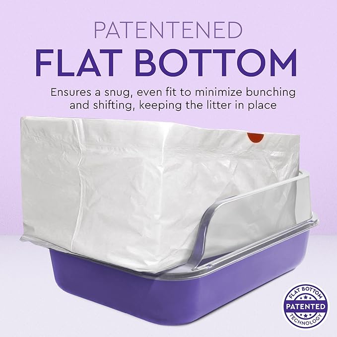 Alfapet Heavy Duty Flat Bottom Cat Litter Box Liners - Extra Giant 15 Count - Tear-Resistant Cat Litter Bags - Kitty Litter Liners for Rectangular Litterbox Pans, 36” x 18” x 2MIL Thick 30 lb Capacity-Mewly Pet