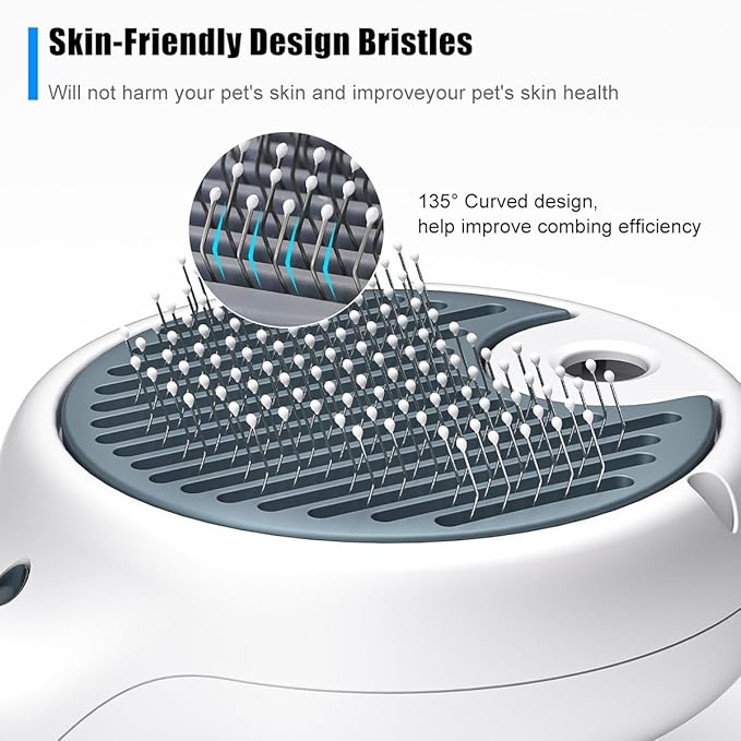 Cat Steam Brush for Indoor Cats – 3-in-1 Grooming Tool with Water Spray, Self-Cleaning Hair Comb for Long & Short Haired Cats and Dogs-Mewly Pet