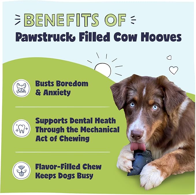 Pawstruck Peanut Butter Filled Cow Hooves for Dogs – Made in USA, Long-Lasting Dental Treats and Chews – Beef Hoof – 5 Count – Packaging May Vary-Mewly Pet