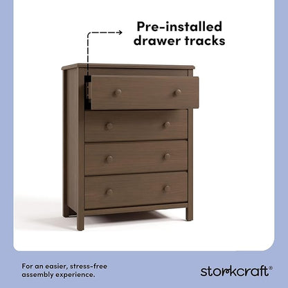 Storkcraft Alpine 4 Drawer Dresser (Hazelnut) – GREENGUARD Gold Certified, Kids Storage Organizer, Modern 4 Drawer Chest for Bedroom, Must-Have Nursery Storage