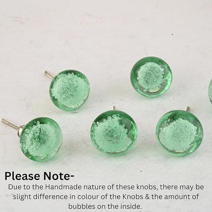 Perilla Home Set of 4 Bubble Knobs - Decorative Light Green Crystal Knobs - Glass Knob for Home Decor, Interior, Kitchen Cabinet, Hardware, Cupboard, Door, Dresser, Wardrobe and Drawer Pulls Handles