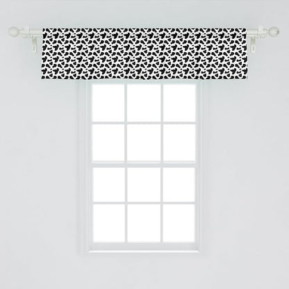 Ambesonne Cow Print Window Valance Pack of 2, Animal Hide Pattern Spots Farm Life Cattle Camouflage Animal Skin, Rod Pocket Curtain Valances for Kitchen Bedroom, 54" X 12", Charcoal Grey White