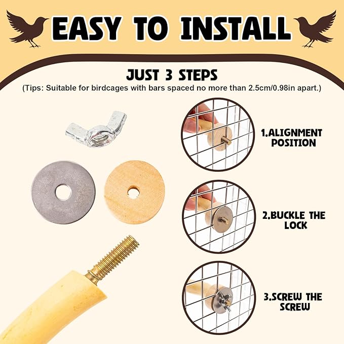 Bird Toys Perch Stand for Cage with Pine Cones, Natural Parrot Toys, Small Chewing Sticks Toys Bird Cage Accessories for Conures Parakeets Cockatoo African Grey Parrots (1PCS)-Mewly Pet