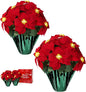 2 Pack 18" Lighted Large Artificial Poinsettias for Outdoors LED Poinsettia Flowers Artificial Faux Poinsettia Plants Poinsettia Christmas Decorations for Office Home Kitchen Decor (Green Paper)
