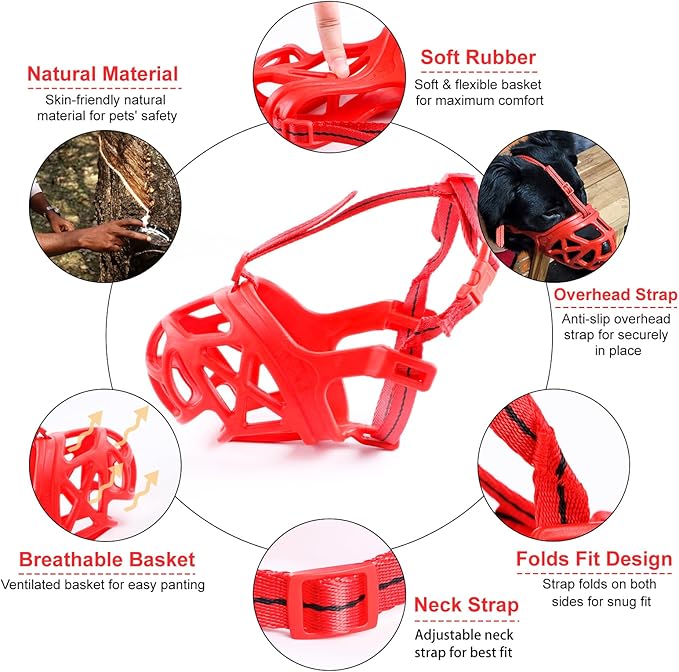 Mayerzon Dog Muzzle, Breathable Basket Muzzles for Small, Medium, Large and X-Large Aggressive Dogs Beagle German Shepherd Doberman, Cage Mouth Guard Stop Biting Chewing for Grooming Training-Mewly Pet