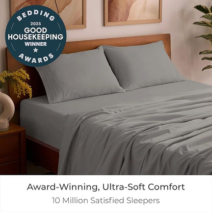 Mellanni Queen Sheets Set - 4 PC Iconic Collection Bedding - Hotel Luxury, Extra Soft, Cooling Bed Sheets - Wrinkle, Fade, Stain Resistant (Queen, Taupe)