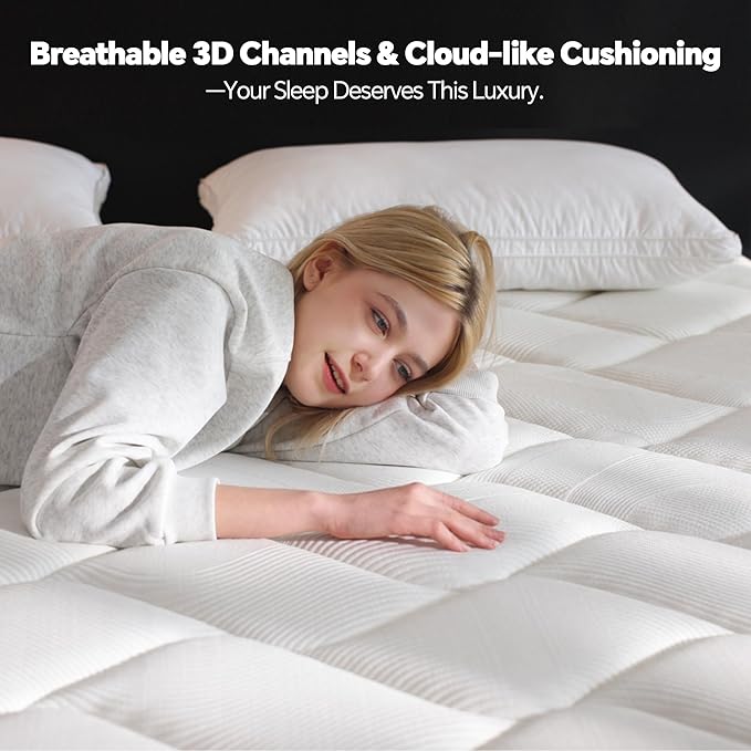 Queen Size Mattress 10 Inch, Pocket Spring & Memory Foam Hybrid Mattress with 3D Breathable Knitting Fabric