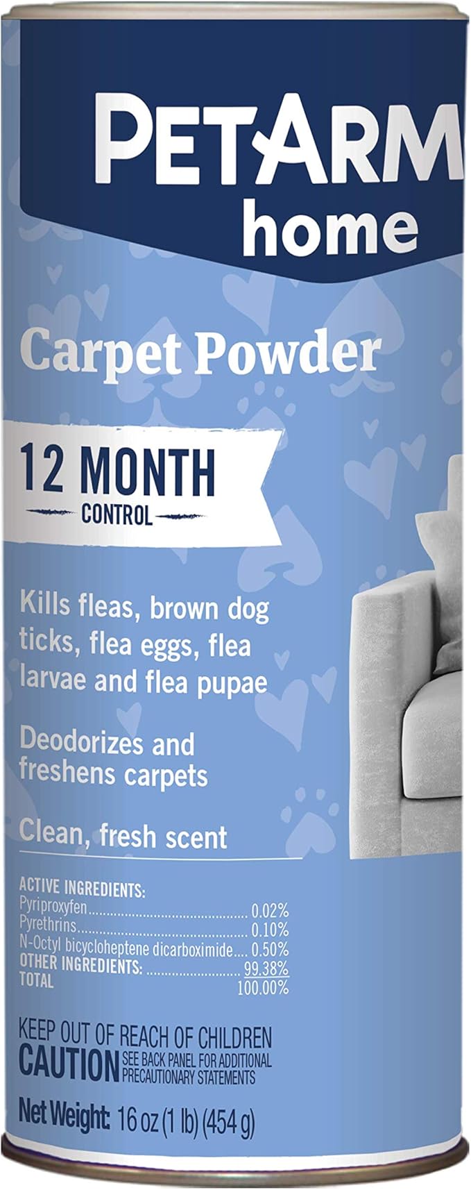 PETARMOR Home Carpet Powder for Fleas and Ticks, Protect Your Home From Fleas and Deodorizes Carpets, 16 Ounce-Mewly Pet