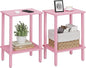 TUTOTAK End Table, Set of 2, Side Table, Nightstand, 2-Tier Storage Shelf, Sofa Table for Small Space, Living Room, Bed Room, Pink TB01BP035
