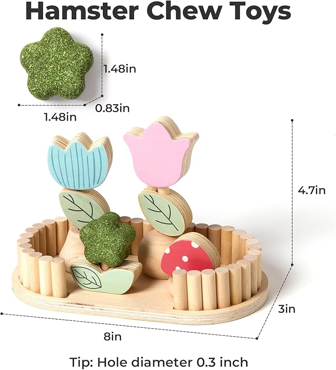 mini&moe Hamster Chew Toys for Teeth - Guinea Pig Chews Enrichment Toys Natural Edible Rabbit Chew Toy for Bunny, Rat, Chinchilla, Gerbils and Others Small Animal-Mewly Pet