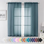 Aiyufeng Dusty Blue Sheer Curtains 63 Inch Length 2 Panels Set, Light Filtering Airy Rod Pocket Dusty Blue Window Curtain Treatment Drapes for Kitchen Bedroom Living, Each 40Wx63L Inches