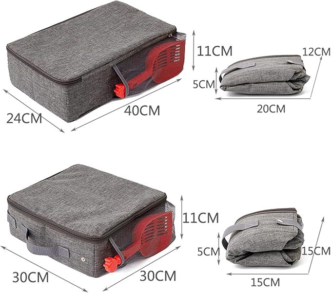 Cat Travel Litter Box, Portable Collapsible Litter Box with Lid, Small Pet Litter Box Leak Proof Litter Carrier for Cat (Square)-Mewly Pet