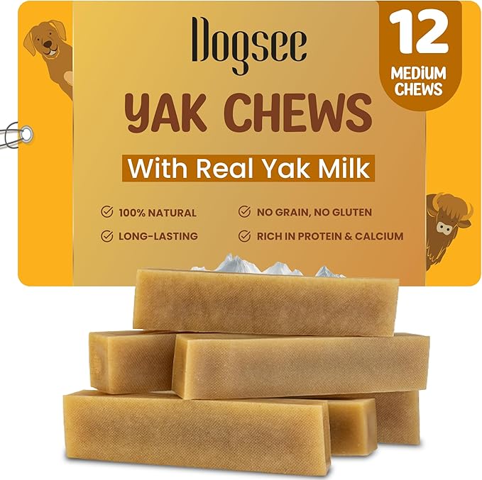 Dogsee Original Himalayan Yak Chews for Dogs 2lb (Medium - 12 Bars) | 100% Natural | Dog Treats Healthy | No Grain, No Gluten | Teeth Cleaning-Mewly Pet