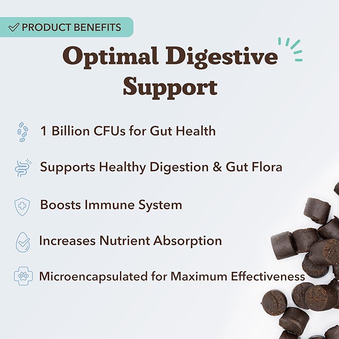 Natural Dog Company Gut Health & Probiotic Chews for Dogs (45 Ct), Prebiotics, Digestive Enzymes & Canine Specific Probiotics for Digestion, Gas, Loose Stool & Immune System Support, 1 Chew Daily-Mewly Pet