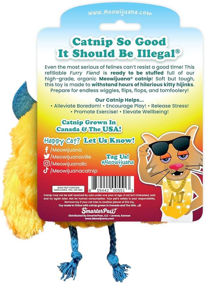 Meowijuana Refillable Cat Toys | Get Silly - Furry Friend Catnip Toys | Includes Potent Hand Harvested Catnip Grown in North America | Promotes Play and Cat Health-Mewly Pet