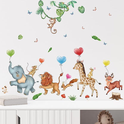Animal Wall Stickers Decals Kid Room Nursery Baby Bedroom Décor (Animal Love Balloon)