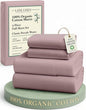 LANE LINEN Eco Friendly 100% Organic Cotton Bed Sheets Full Size, Fully Elasticized Reinforsed Seams, Machine Washable Naturally Cooling Full Sheet Deep Pocket Bedding- Lilac