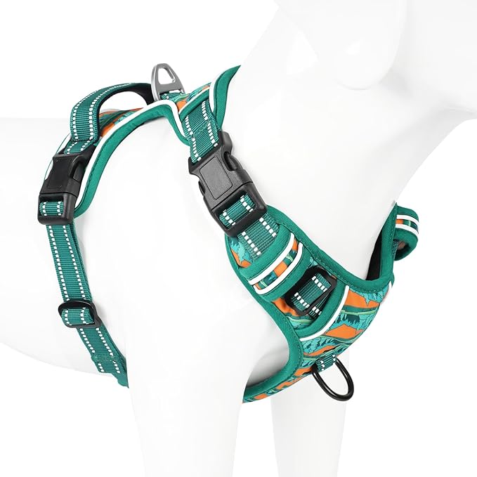 Timos No Pull Dog Harness,No Choke Front Clip Dog Reflective Harness,Adjustable Soft Padded Pet Vest with Easy Control Handle for Large Dogs,Wilderness,L-Mewly Pet