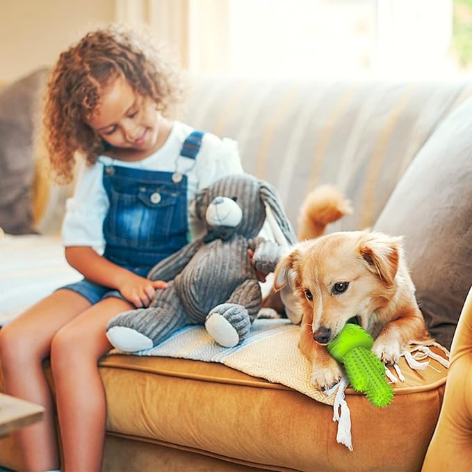 Christmas Dog Gifts, Dog Toys for Small Dogs Dog Toothbrush for Teething Cleaning, Rubber Squeaky Toys for Puppy-Mewly Pet