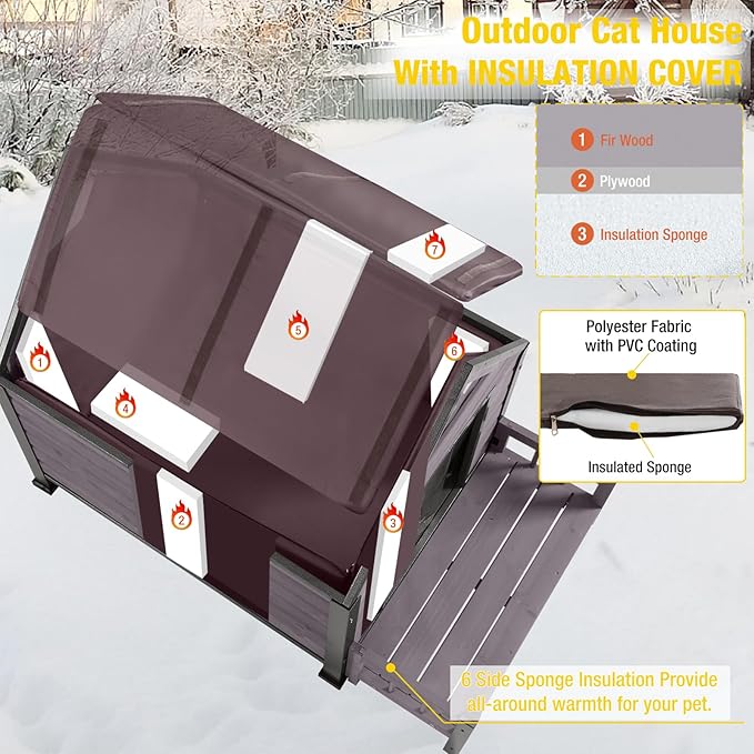 Aivituvin Dog House Outdoor with Metal Frame, Insulated Dog Kennel Outside for Small to Medium Breed, 45" Weatherproof Large Dog Shelter with Anti-Chewing Iron Frame, Grey (45" D x 32.9" W x 32.6" H)-Mewly Pet